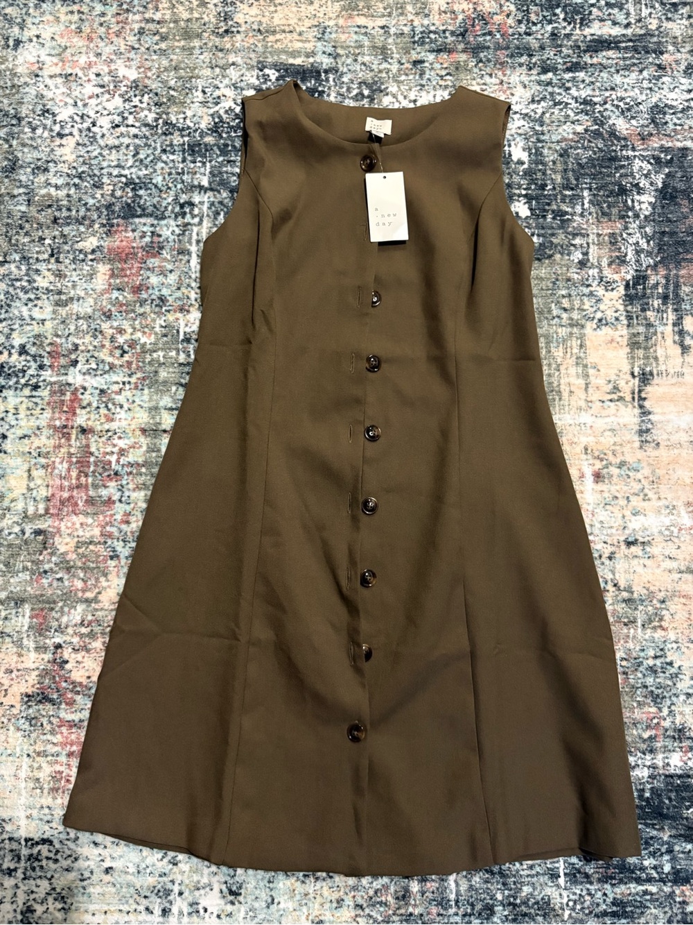 Front Button-Down Mini Shift Dress